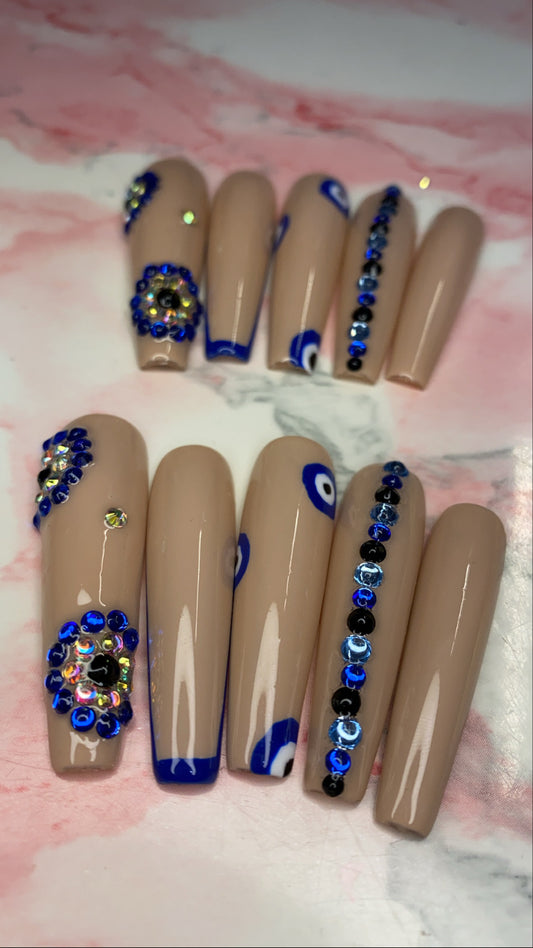 EVIL EYE | COFFIN | XL LONG | PRESS ON NAILS