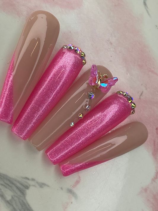 PRETTY IN PINK | COFFIN | 3XL LONG | PRESS ON NAILS